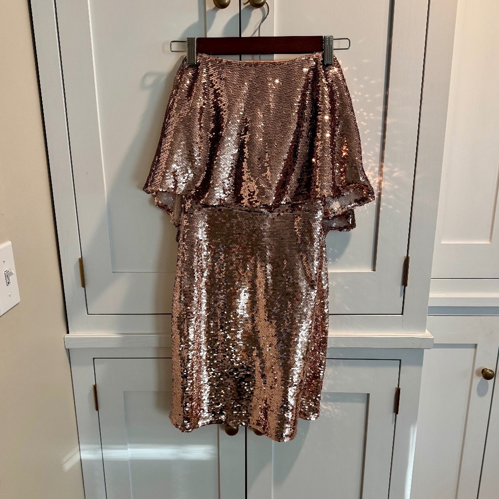 Lovers & Friends Rose Gold Sequin Dress XS